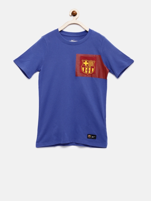 

Nike Boys Blue FCB B CRESTSolid Round Neck T-shirt