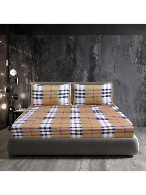 

LUSH & BEYOND Brown Geometric Printed 300 TC Cotton King Bedsheet with 2 Pillow Covers