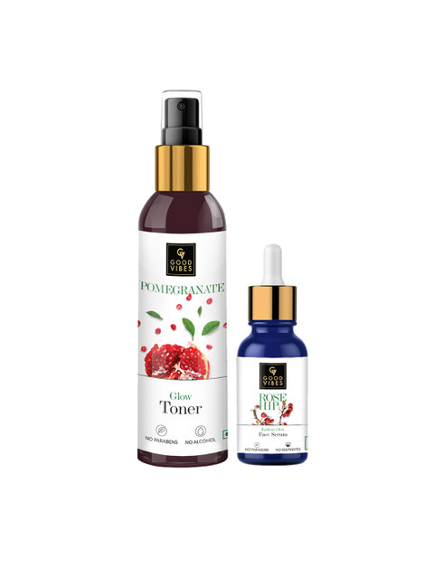 

Good Vibes Set Of 2 Radiant Glow Rose Hip Face Serum & Pomegranate Toner, Na