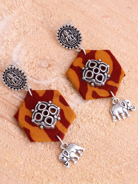 

kashwini Silver-Toned Contemporary Drop Earrings