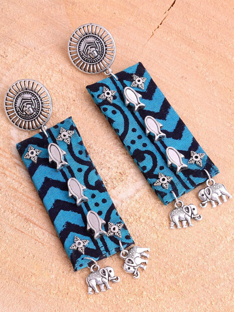 

kashwini Silver-Plated Fabric Brass Drop Earrings