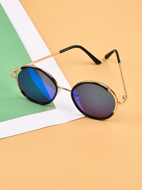 

POPLINS Kids Blue Lens & Rose Gold-Toned Round Sunglasses with UV Protected Lens GG-1032-C
