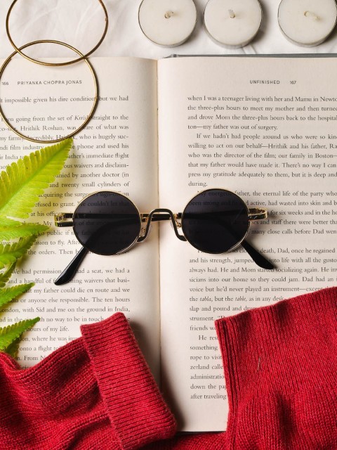 

POPLINS Kids Black Lens & Gold-Toned Round Sunglasses GG-1031-A