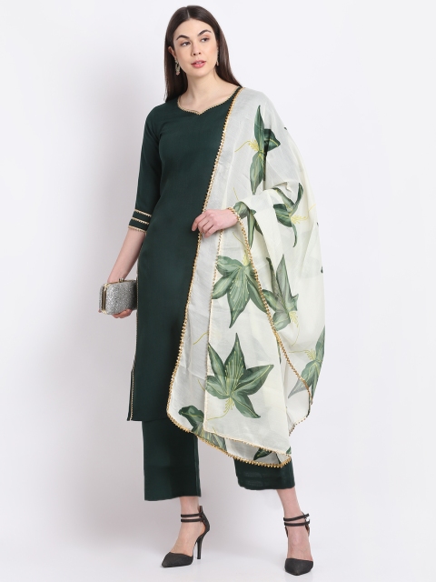 

KALINI Women Green Kurta with Palazzos & With Dupatta