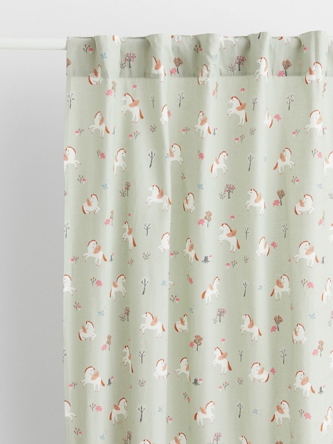 

H&M Green 2-Pack Patterned Cotton Curtains