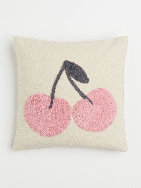 

H&M Girls Off-White & Pink Tufted-Motif Cushion Cover, Multi
