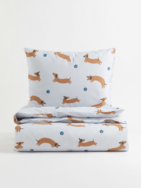

H&M Girls Blue Patterned Cotton Duvet Cover Set