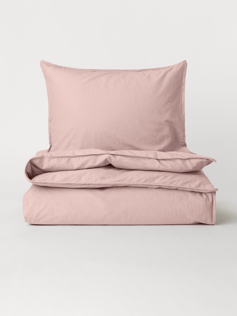 

H&M Pink Washed Cotton Duvet Cover Set