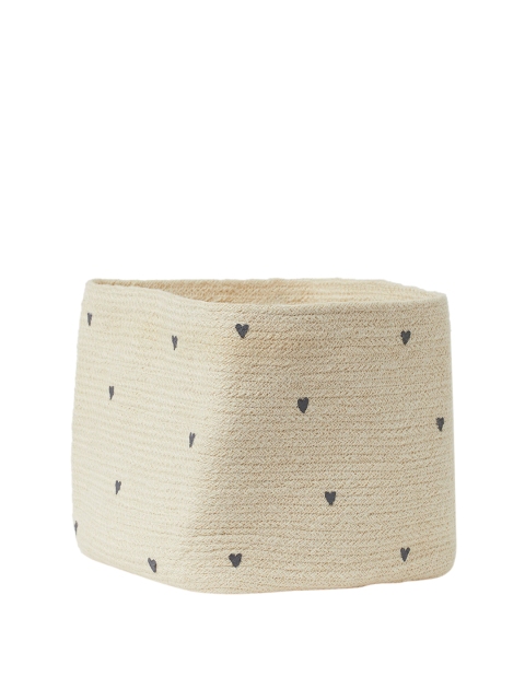

H&M Beige Printed Large Jute Storage Basket
