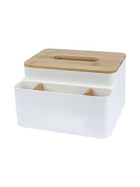 

MARKET99 White & Brown Solid Tissue Box Holder