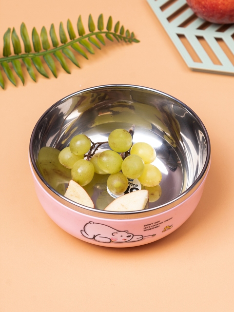 

MARKET99 Pink & Steel Printed Plastic Serving Bowl