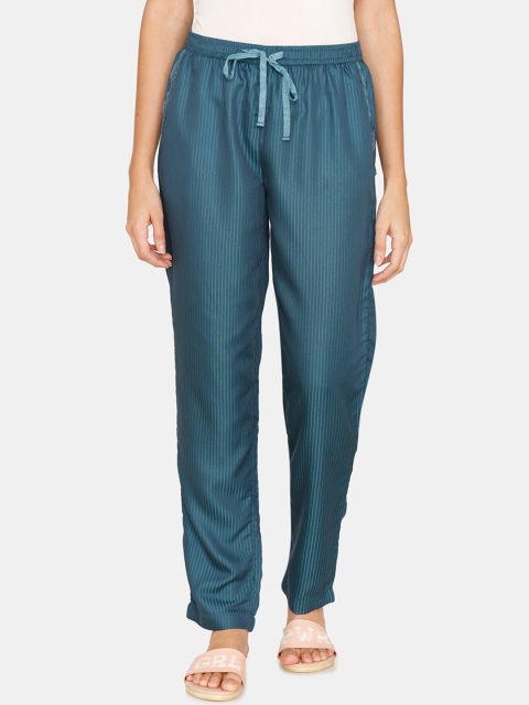 

Zivame Teal Striped Lounge Pants