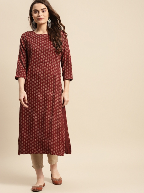 

Prakrti Women Maroon Ethnic Motifs Kurta