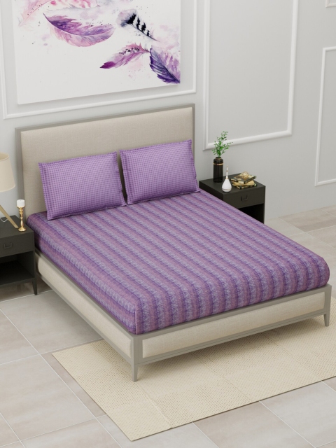 

Home Fresh Lavender 144 TC King Bedsheet with 2 Pillow Covers