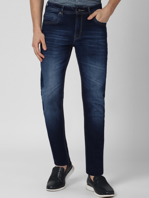 

Peter England Casuals Men Navy Blue Slim Fit Low Distress Heavy Fade Jeans