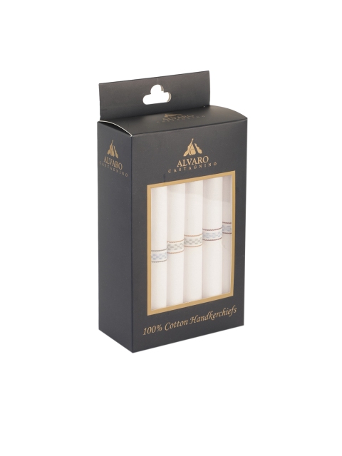 

Alvaro Castagnino Men 6 Pieces White Striped Handkerchiefs Gift Set