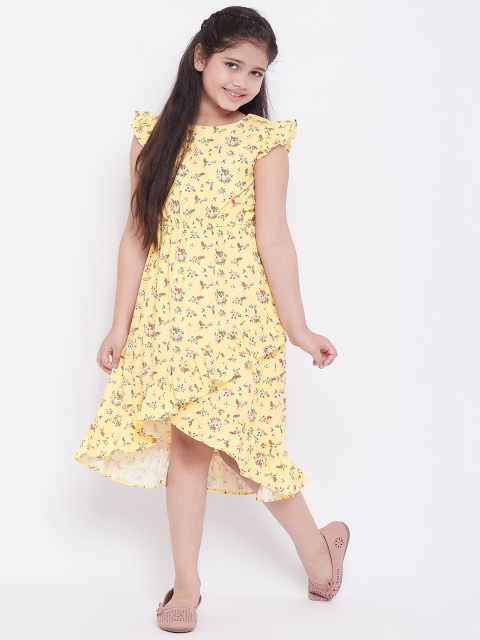 

Stylo Bug Yellow Floral Printed Crepe Fit & Flare Dress