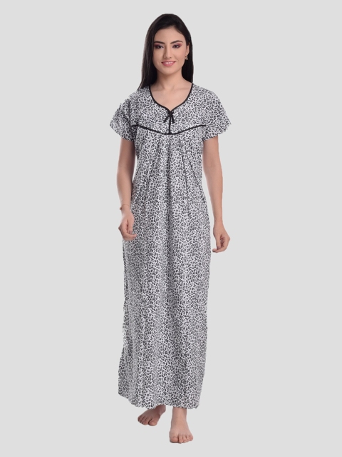 

CIERGE Woman Black Printed Maxi Nightdress