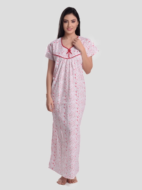 

CIERGE Women Pink Printed Pure Cotton Nightdress