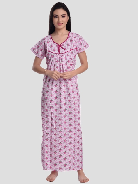 

CIERGE Pink Printed Cotton Maxi Nightdress
