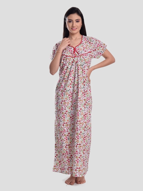 

CIERGE Multicoloured Printed Pure Cotton Maxi Nightdress, Multi