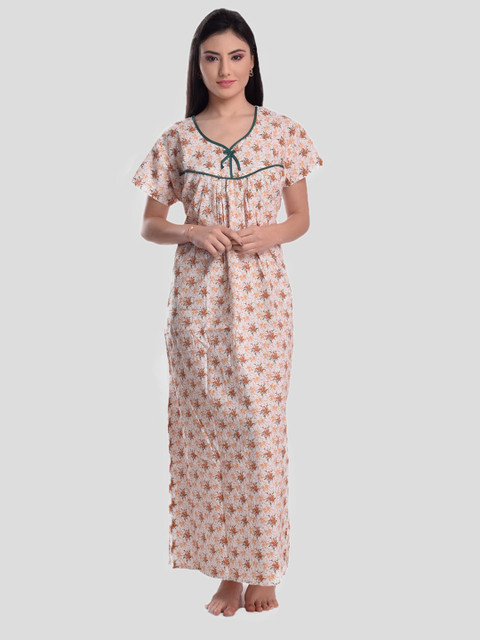 

CIERGE Woman Orange Printed Maxi Nightdress