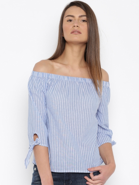 

Vero Moda Women Blue & White Striped Top