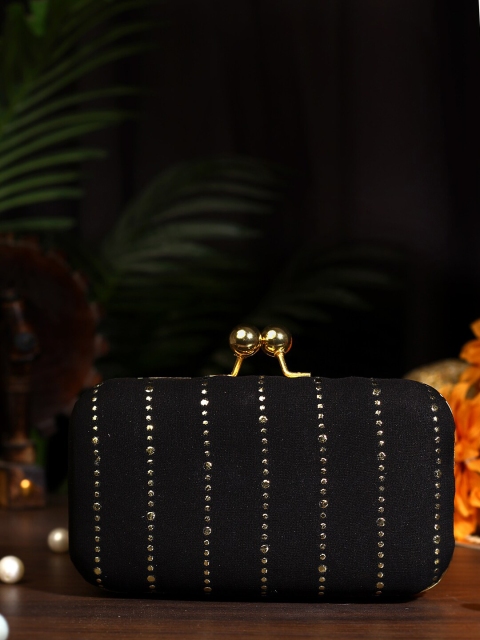 

TRINK Women Black Embellished Box Clutch