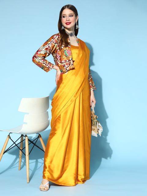 

Tikhi Imli Solid Saree, Yellow