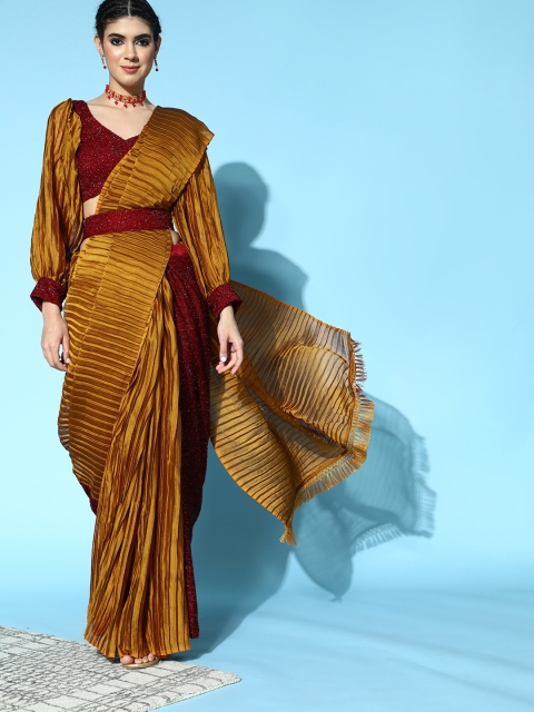 

Tikhi Imli Solid Saree, Mustard