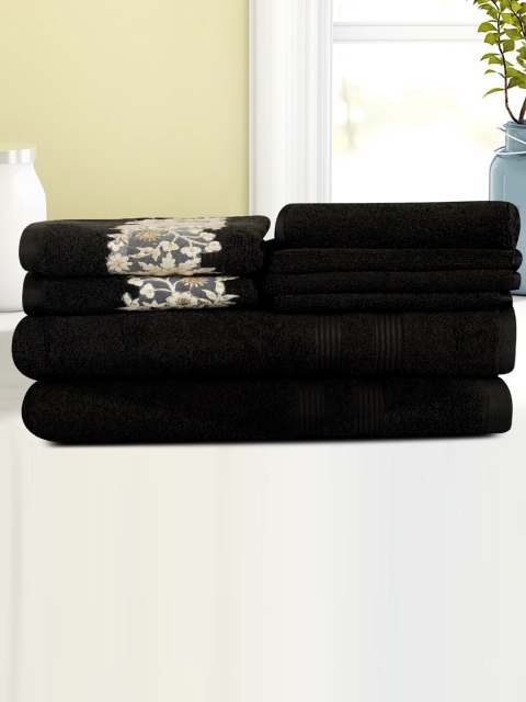 

LUSH & BEYOND Set of 8 White Face, Hand & Bath Towel, Black