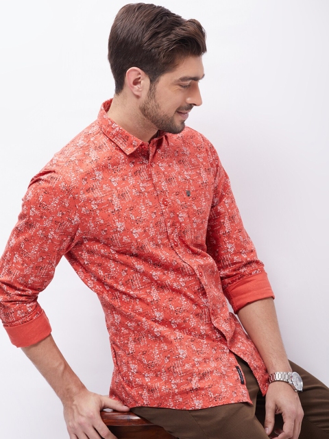 

Oxemberg Men Coral Classic Slim Fit Floral Printed Casual Shirt