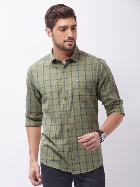 

Oxemberg Men Green Slim Fit Checked Casual Shirt