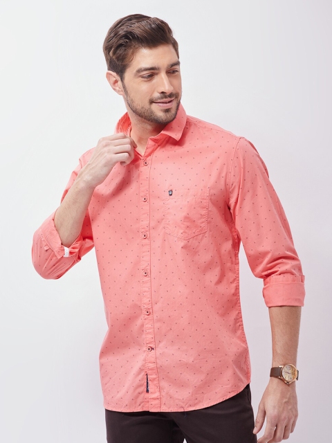

Oxemberg Men Coral Classic Slim Fit Printed Cotton Casual Shirt
