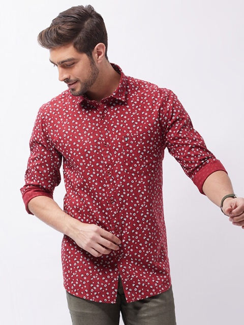 

Oxemberg Men Maroon Classic Slim Fit Floral Printed Casual Shirt