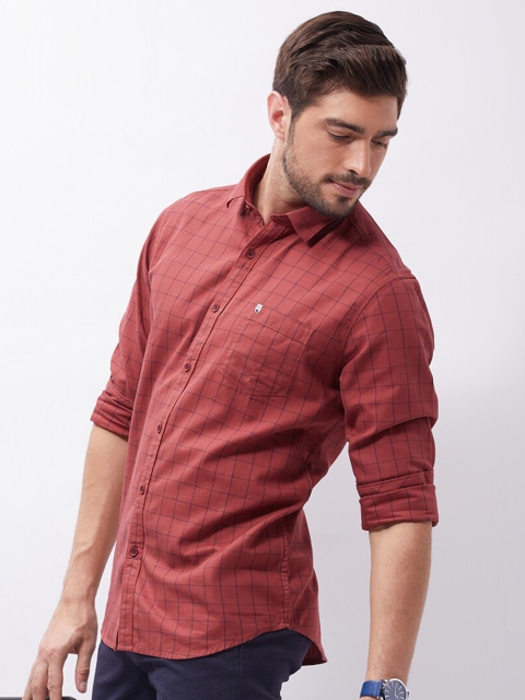 

Oxemberg Men Blue Classic Slim Fit Checked Casual Shirt