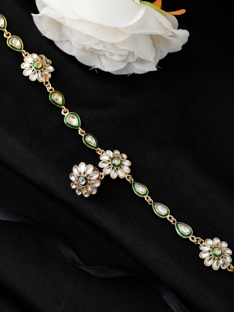 

Silvermerc Designs Gold-Plated White Kundan-Studded Mathapatti