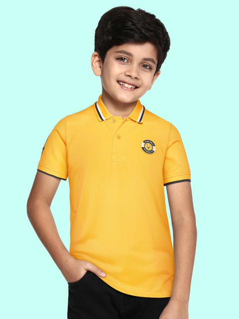 

Allen Solly Junior Boys Yellow Polo Collar Pure Cotton Applique T-shirt