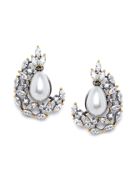 

PANASH White Teardrop Shaped Studs Earrings