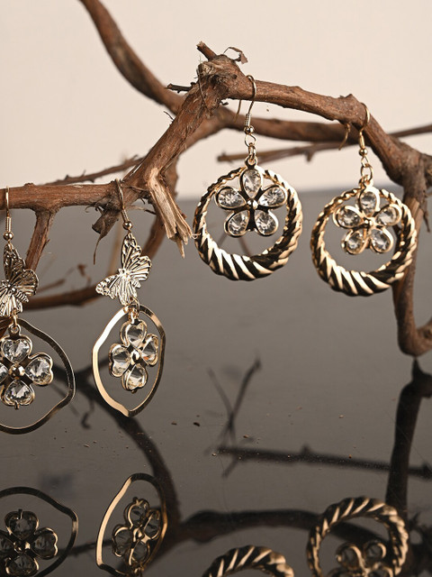 

BuckleUp Gold-Toned Contemporary Drop Earrings