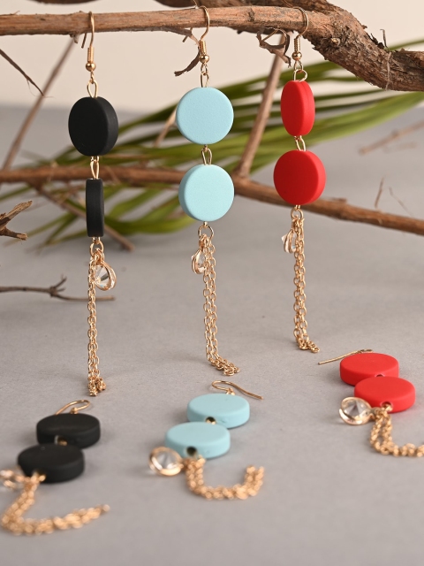 

BuckleUp Multicoloured Contemporary Drop Earrings, Multi