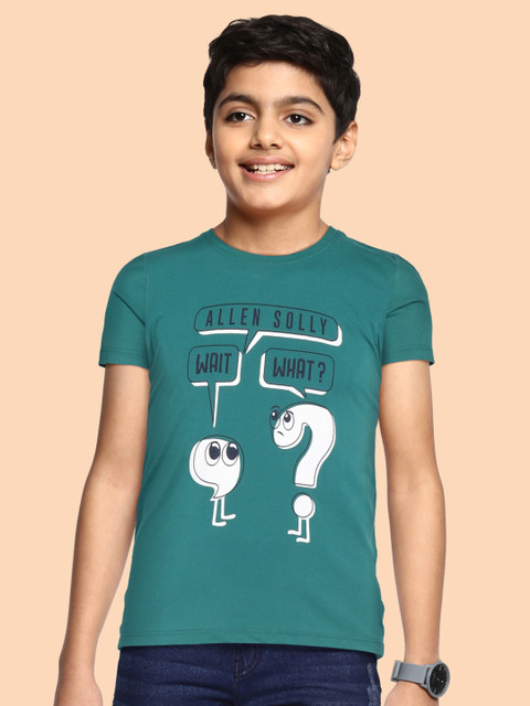 

Allen Solly Junior Boys Teal & White Typography Printed T-shirt
