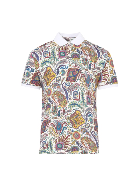 

ETRO Men White & Brown Printed Polo Collar Pure Cotton T-shirt