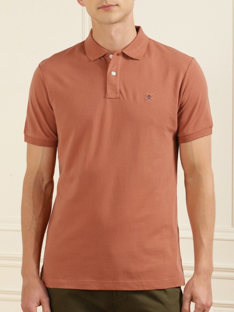 

HACKETT LONDON Men Brown Polo Collar Pure Cotton T-shirt