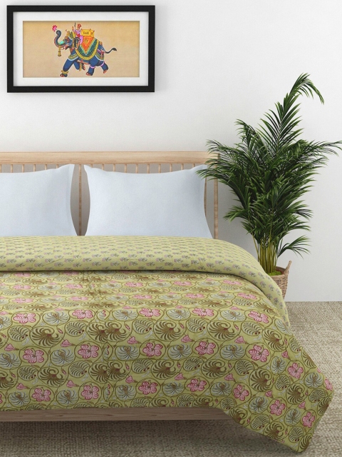 

EK Green & White Floral Summer Double Bed Quilt