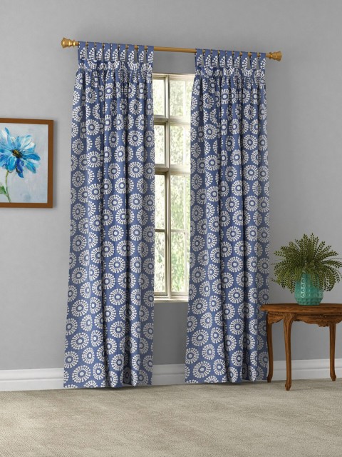

EK Blue Ethnic Motifs Door Cotton Curtain