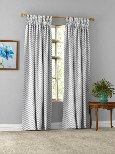 

EK BY EKTA KAPOOR Off White & Grey Geometric Door Curtain