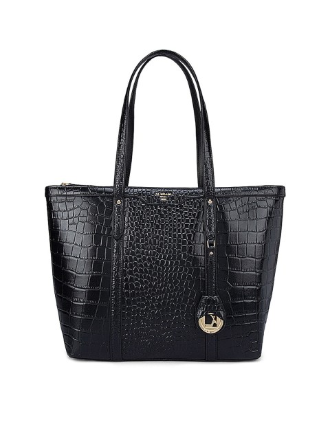 

Da Milano Black Textured Leather Oversized Structured Shoulder Bag