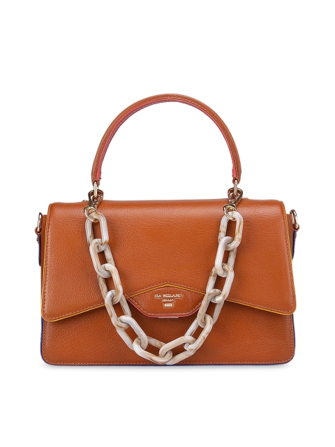 

Da Milano Orange Textured Leather Satchel Bag