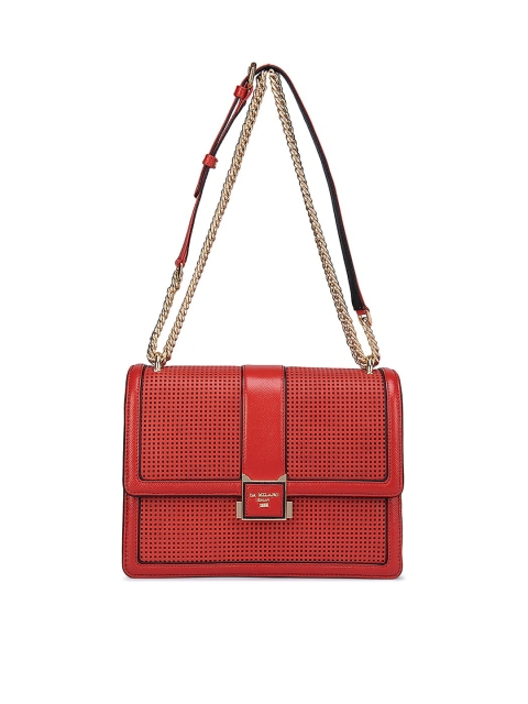 

Da Milano Red Geometric Textured Leather Structured Sling Bag